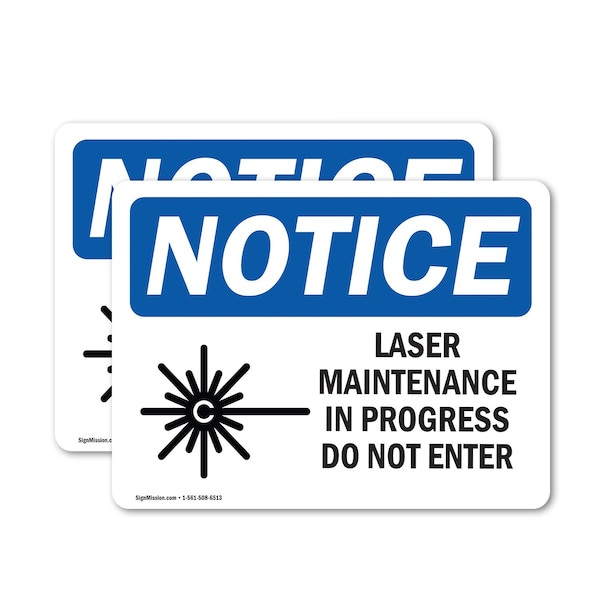 Signmission Laser Maintenance In Progress Do Not Enter OSHA Notice Sign, Vinyl Decal, 7in W x 5in L, 2PK OS-2PACK-NS-D-57-L-15880 - main